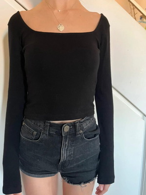 Brandy Melville Long Sleeve Top With Open Neckline Like New Black