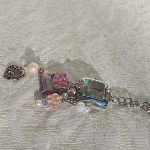 Keychain / pursecharm new, pink and silver, handmade