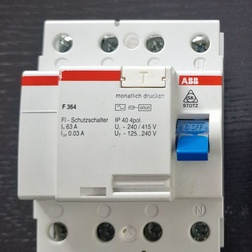 ABB F364 Residual Current Circuit Breaker 4P 63A 30mA Type AC new