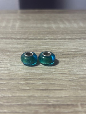Blue Murano glass charm beads new with gold foil effect
