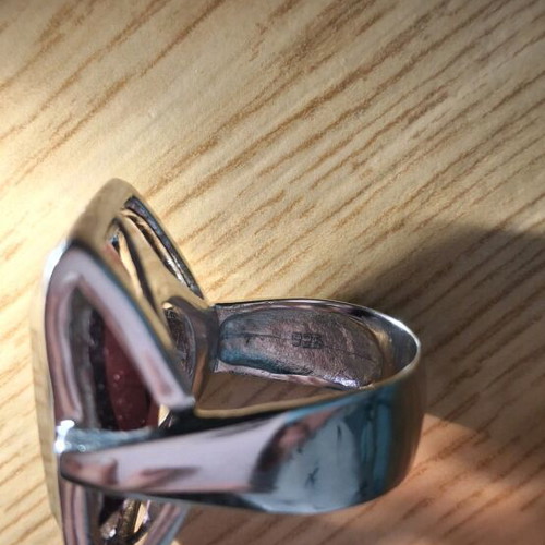 925 Silver Ring with Amethyst, Large, New, Size 55