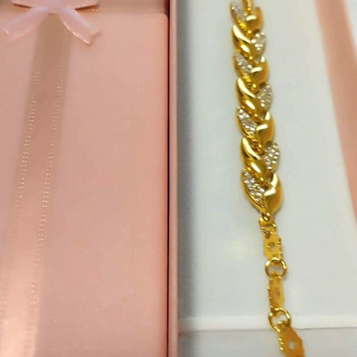 Bracelet shiny with multiple leaves in gold tone new