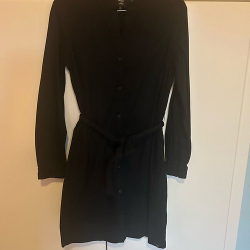 Superdry dress black minimal shirt-dress with denim texture like new