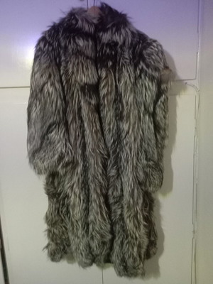 Natural fur coat like new, black and gray, size L