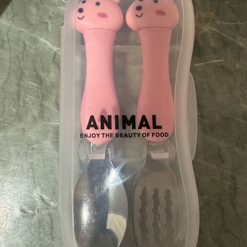Children's stainless steel cutlery set used with case (spoon + fork)