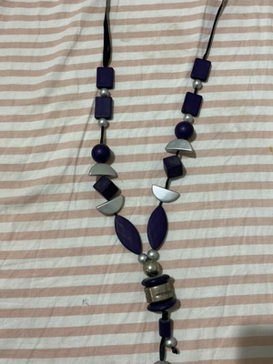 Necklace with purple and gray beads new