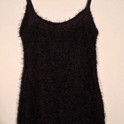 Black fuzzy dress like new with adjustable straps, size S