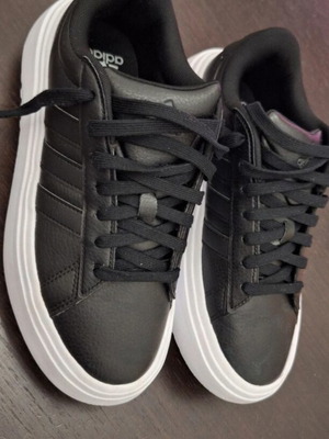 Adidas Grand Court Platform sneakers like new, black with white sole, size 39⅓
