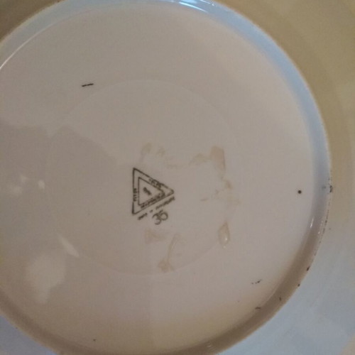 Vintage porcelain decorative plate with easel, oriental style