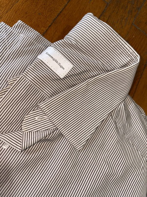 Zegna striped dress shirt XL, white and brown