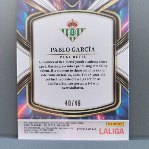 Pablo Garcia 2025-26 Panini Select La Liga Future Red Wave RC card like new