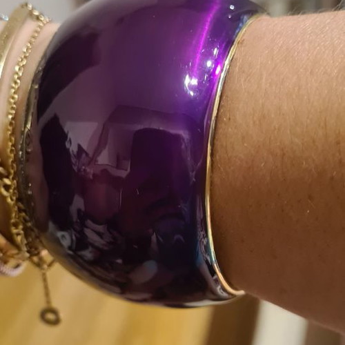 Li-la-lo bracelet used, silver gold-plated with purple enamel