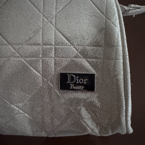 Dior Beauty silver iridescent cosmetic bag new