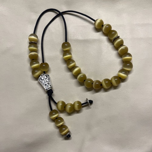 Worry beads made of yellow tiger's eye semiprecious stones with silver details new