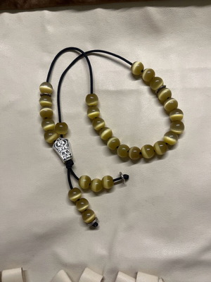 Worry beads made of yellow tiger's eye semiprecious stones with silver details new