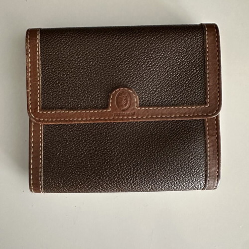 Trussardi Vintage Leather Wallet 90s Made in Italy, like new, brown beige