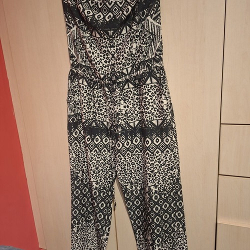 Strapless jumpsuit like new, black and white, size S
