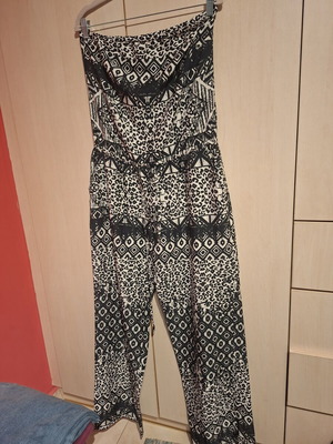 Strapless jumpsuit like new, black and white, size S