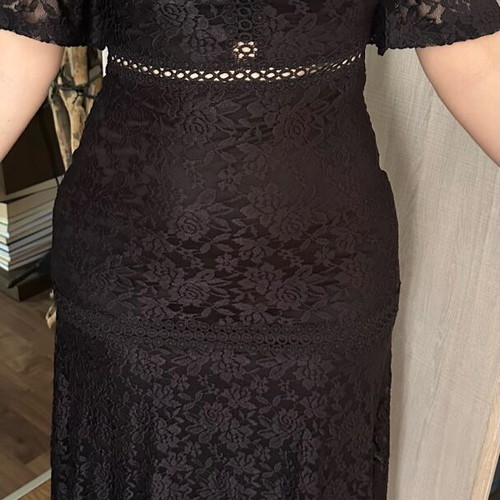 All Time Classic Black Dress with Lace and Lining new, size L
