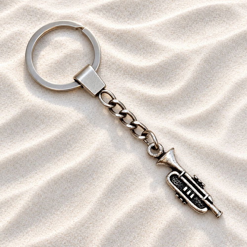 Metal Trumpet Keychain new, silver