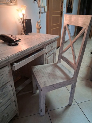 Solid wood desk with sand color patina new