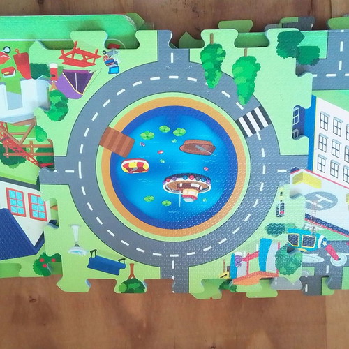Children's floor puzzle used Road Track with 9 squares 30x30