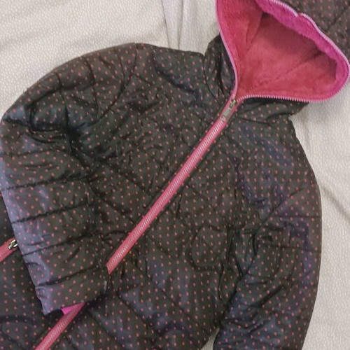 Girls' jacket with lining like new, blue and pink, 110 cm