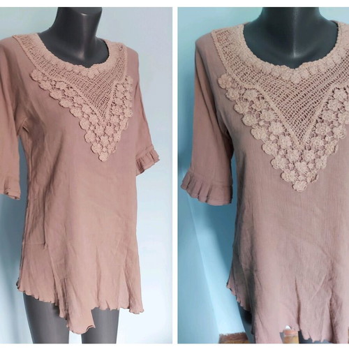 Saint Tropez tunic like new with handmade lace decorations