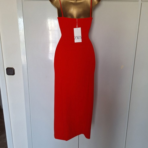 Zara red stretchy dress new with tags size medium with slit