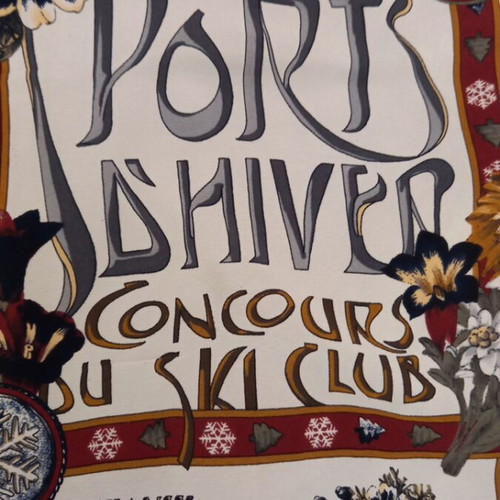 Ports d'Hiver Ski Club silk scarf, multicolor, 80x80 cm
