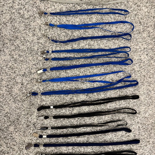 Lanyards pack of 14 used, thin solid colors with clips for badges