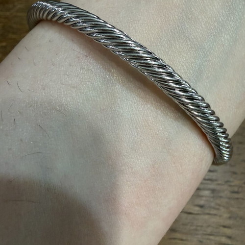 Steel handcuffs bracelet with zirconia new, silver color