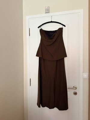 Zara long linen dress like new, brown, size M