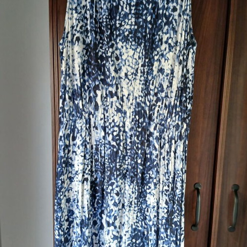 H&M summer dress sleeveless size M new white blue