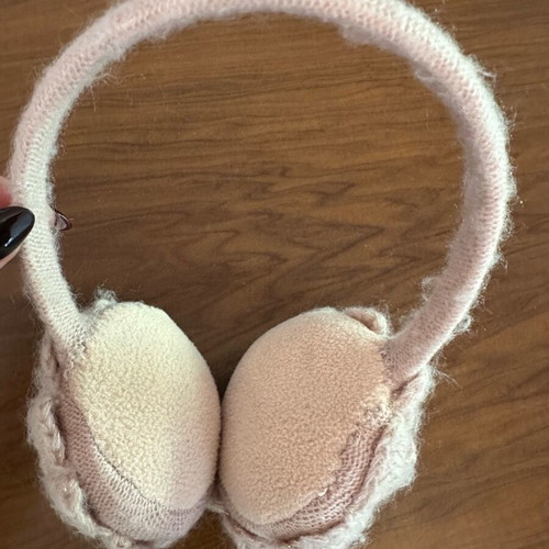 Knitted pink ear protectors like new