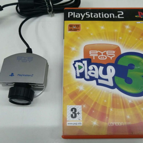 Ps2 silver camera set with EyeToy: Play 3 English game like new