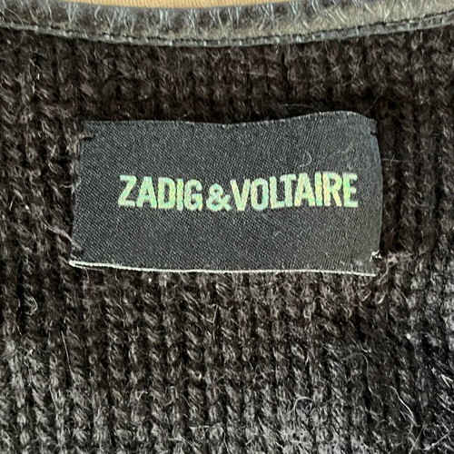 Zadig & Voltaire wool cardigan used, black, leather details