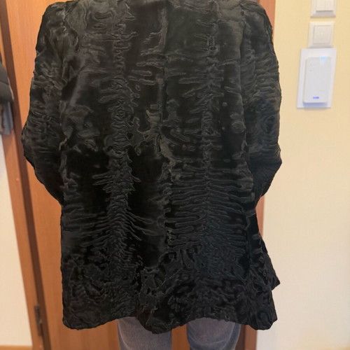 Women's coat natural astrakhan fur size large used, black