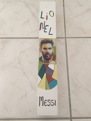 Handmade wooden candle box Lionel Messi like new