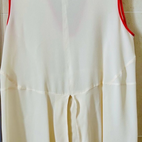 Scooter Plus silk sleeveless shirt like new, ecru with coral trim, size 42
