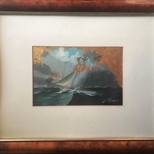 N. Markatos painting oil painting with gold leaf like new