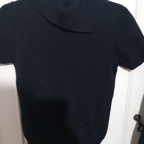 Turtleneck short-sleeve knit sweater XL like new, black