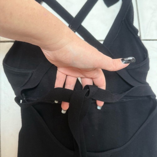 Bershka dress new, midi black bodycon with open back and V neck