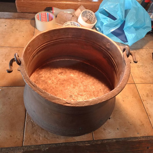 Traditional copper cauldron unused, from dowry