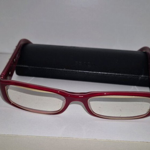 Prada VPR 071 red eyeglasses vintage Y2K Bayonetta style, like new