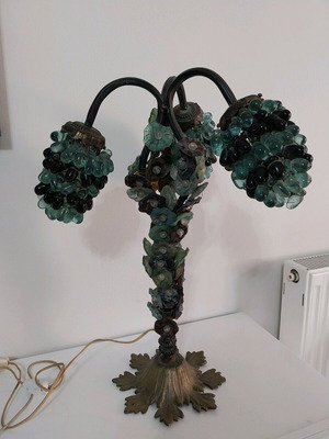 Φωτιστικό Art Nouveau μεταχειρισμένο, Murano γυαλί, μπρούτζινη βάση, ύψος 60cm