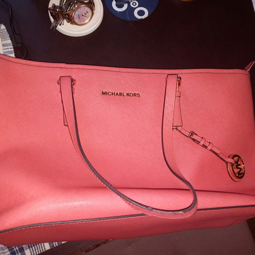Michael Kors tote bag used, salmon pink shoulder bag