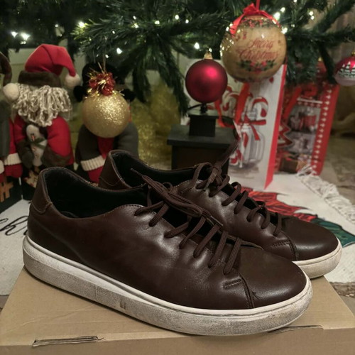 Parex leather casual shoes like new brown size 46