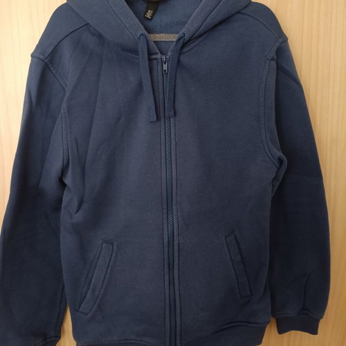 H&M blue unisex hoodie sweatshirt size Small used, relaxed fit, faded color