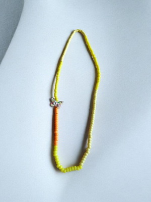 Handmade necklace with two-color beads and decorative clasp, new